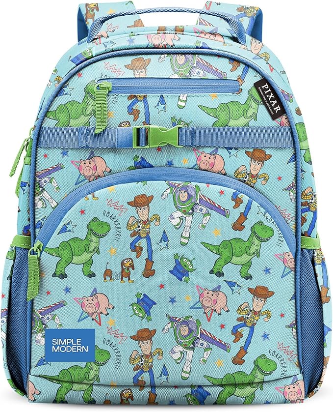 Simple Modern Medium Disney Pixar Toddler Backpack for School Girls and Boys | Kindergarten Elementary Kids Backpack | Fletcher Collection | Kids - 15" tall | Buzz and Woody Adventures