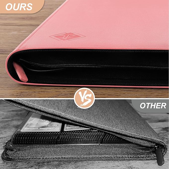Trading Card Binder, Card Binder Album Folder Book Fit for MTG Baseball Football Sports Cards, Easy to Use Card Collection Binder (Pink, 432 Pockets)