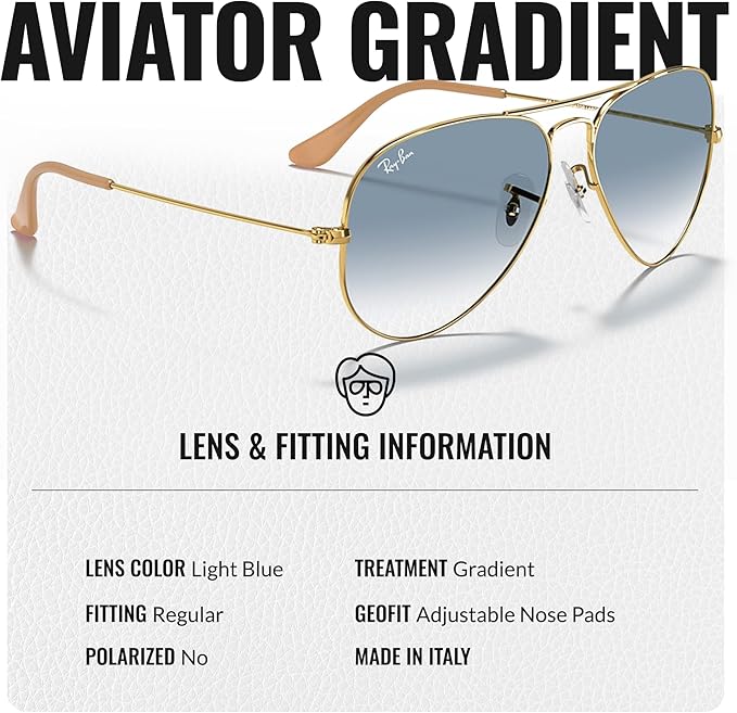 Ray-Ban RB3025 AVIATOR GRADIENT Pilot Shaped Sunglasses for Men & Women with Official RAYBAN Eyewear Kit
