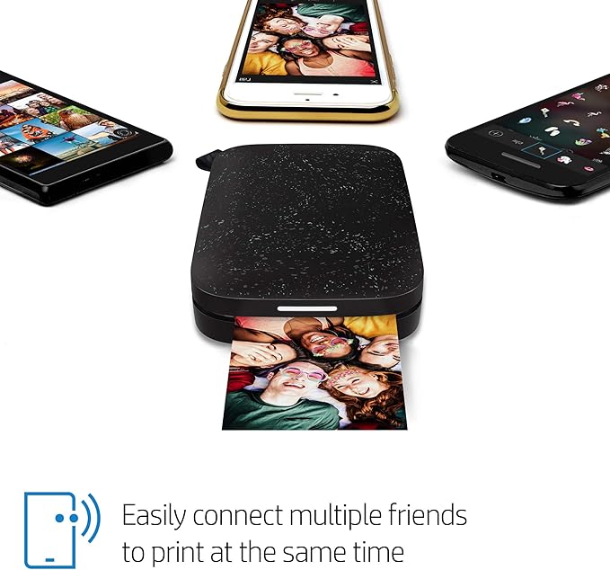 HP Sprocket 2x3 Instant Smartphone Photo Printer 75 Sheets Bundle - Bluetooth Portable Color Wireless Mobile Printer (Black) Zink Sticky-Back Photos