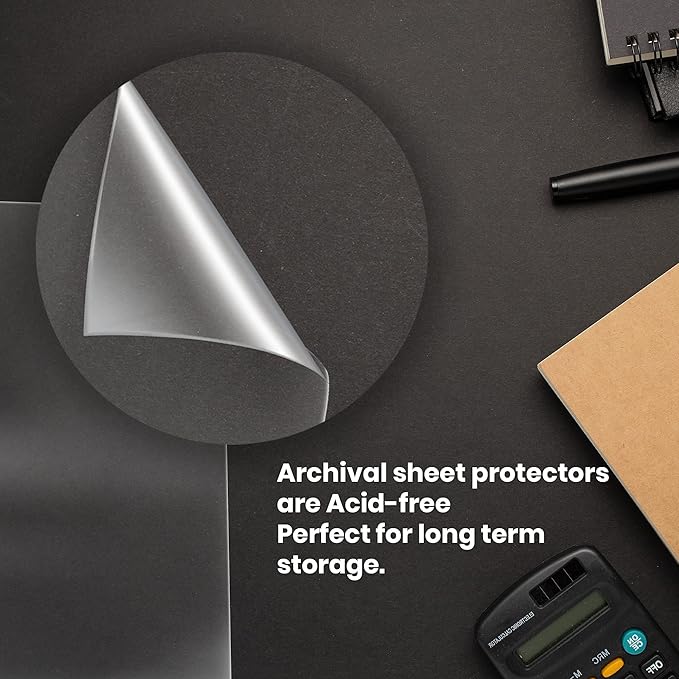 Legal Size Sheet Protectors 8.5x14, 100 Pack Heavyweight 3-Ring Binder Sleeves, Archival Quality Clear Plastic Document Storage - Performore
