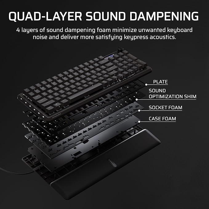 Corsair Vanguard 96 Wired Mechanical Gaming Keyboard – 96% Layout, MLX Plasma Linear Switches, 8000Hz Polling, LCD Display, Virtual Stream Deck, G-Keys, SOCD Flashtap, QWERTY US – Black