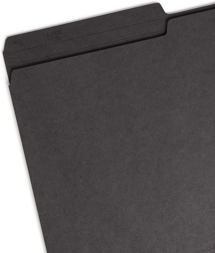 Smead Reversible File Folder, 1/2-Cut Printed Tab, Letter Size, Black, 100 per Box (10364)