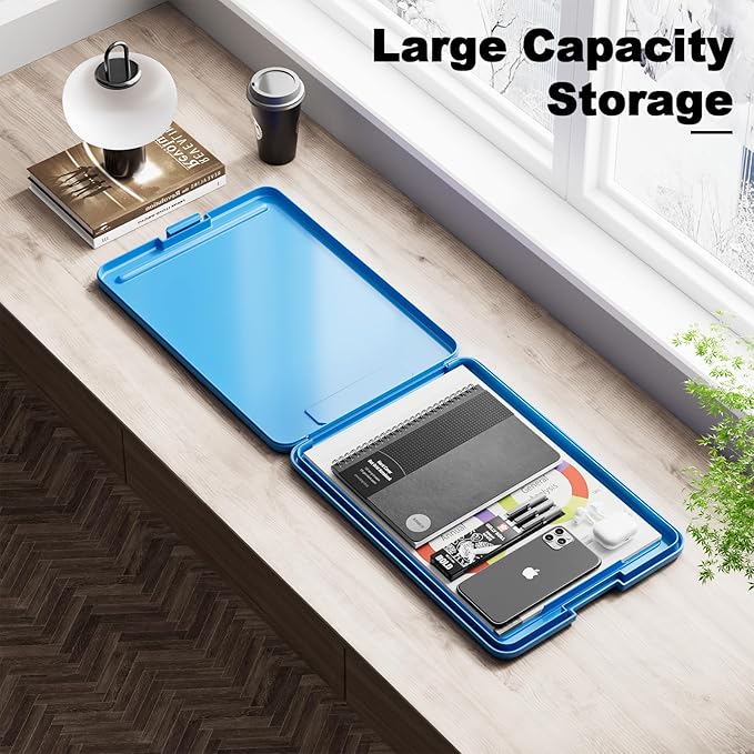Hongri Clipboard with Storage, 8.5 x 11 Nursing Clip Board Foldable Storage for Nurses, Lawyers, Students, Classroom, Office, School, Size 13.4 x 9.4 X 0.9 in, Blue