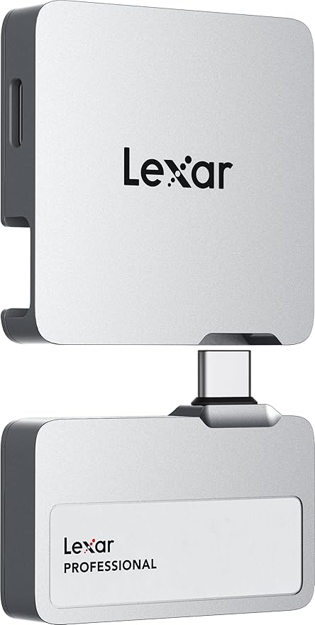 Lexar 1TB Professional Go Portable SSD w/Hub, Supports Apple 4K 60fps ProRes, Up to 1050MB/s, USB 3.2, Rugged, IP65, Ultracompact, Compatible w/iPhone 15/16 (Not 17), External SSD (LSL400S001T-RNSNU)