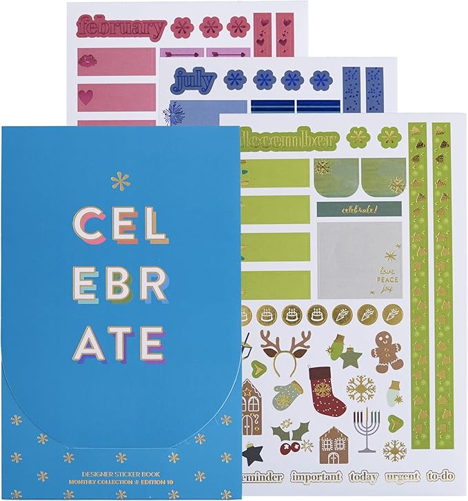 Erin Condren Monthly Sticker Book - Edition 10, Seasonal Stickers for Planning and Decorating, 478 Total Stickers, Sticker Book Collection
