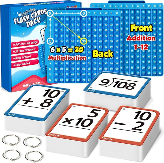 Torlam Math Flash Cards + Math Board, Multiplication Flash Card Times Table Chart, Math Manipulatives Division, Addition, Subtraction Games Toys for Kids, 1st, 2nd, 3rd, 4th, 5th, 6th Grade