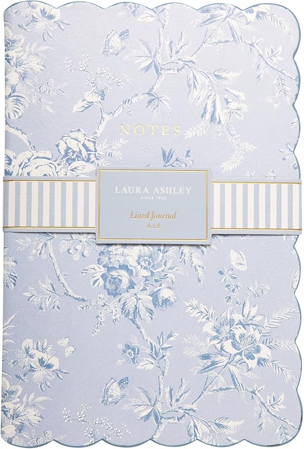 Laura Ashley Heirloom Cottage Journal – 6x8 Inch Hardcover Notebook with Scalloped Edge, 256 Lined Pages, Gilded Edges, Faux Leather Covers