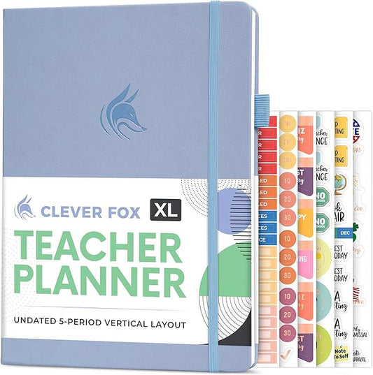 Clever Fox Teacher Planner – School Year Planner with Calendars & Lesson Plans – Book for Classroom & Homeschool Organization, A4 (Periwinkle)