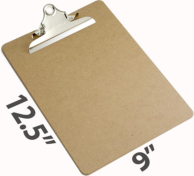 Officemate Recycled Wood Clipboards, 6 Inch Clip, 6 Pack Clipboards, Letter Size (9 x 12.5 Inches), Brown (83706)