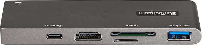 StarTech.com USB C Multiport Adapter for MacBook Pro/Air - USB Type-C to 4K HDMI, 100W Power Delivery Pass-Through, SD/MicroSD Slot, 2-Port USB 3.0 Hub - Portable USB-C Mini Dock (DKT30CMHSDPD)