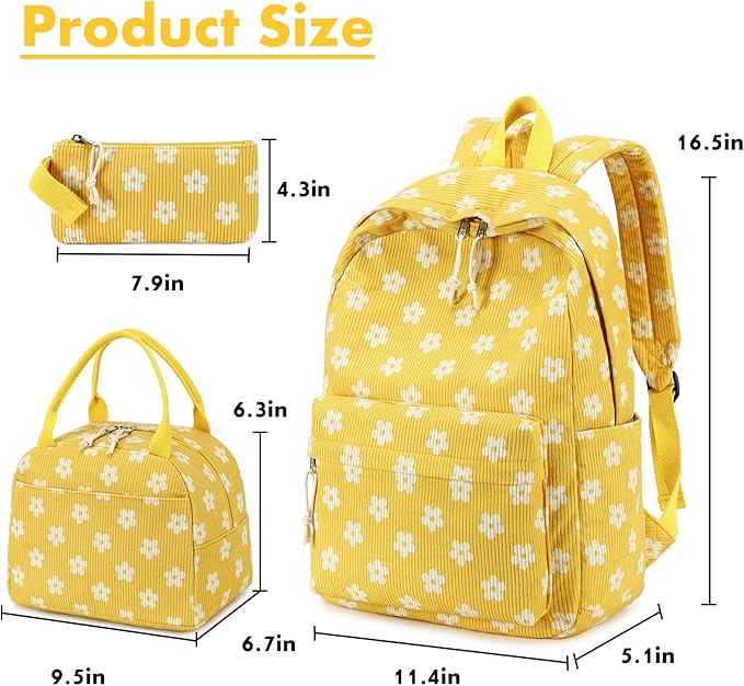 Bluboon School Backpack Set Girls Womens Laptop Bookbag Casual Daypack Fits 15 inch Laptop with Lunch Tote Bag and Pencil Bag
