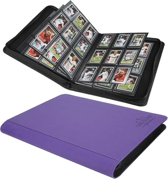 Toploader Binder,Toploader Hard Cases, 9-Pocket Pages Sleeves Hold up 288 Cards.Toploader Card Binder with Sleeves for “3×4” rigid，Card Holder(purple)
