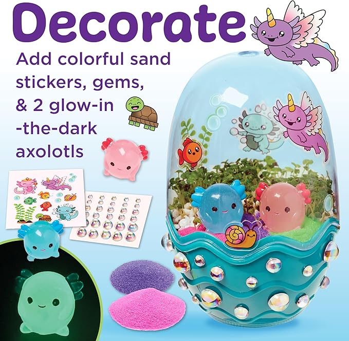 Creativity for Kids Mini Garden: Axolotl Terrarium - STEM Science Kit for Kids, Axolotl Arts and Crafts, Gifts Easter Basket Stuffers and DIY Girls Toys (Age 6+)
