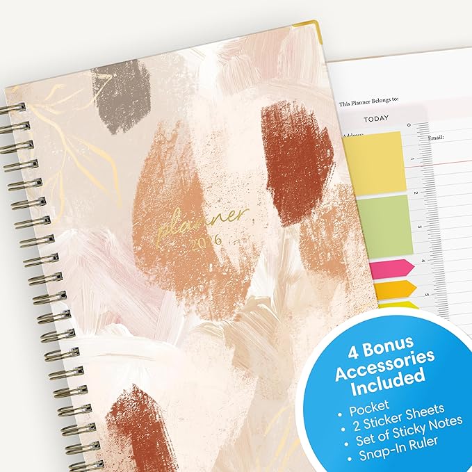 Blue Sky 15 Month 2026 Weekly and Monthly Planner Calendar, October 2025 - December 2026, 5" x 8", Hard Cover, Durable Twin Wire Binding, Laminated Tabs, Storage Pocket, Includes Ruler, Sticky Notes & Stickers, Henri