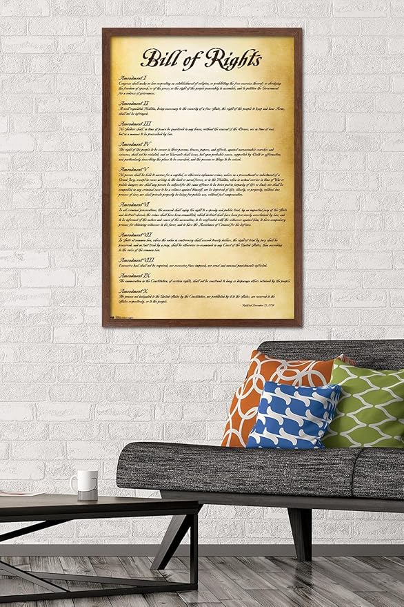 Trends International The United States of America - Bill of Rights Wall Poster, 22.375" x 34", Mahogany Framed Version