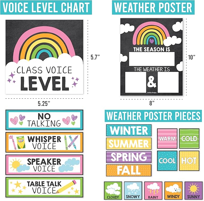 Hadley Designs Classroom Calendar Set Bulletin Board Decorations - School Calendar for Classroom Elementary, Preschool Must Haves, Homeschool & Daycare Essentials, Chalkboard Teacher Calendars