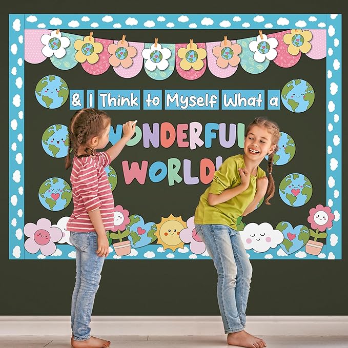 90 Pcs Earth Day Bulletin Board Decoration for Classroom Environmental Cutouts Colorful Flower Cutouts Classroom Wall Decor for Earth Day Protection Spring Activity Chalkboard Supplies