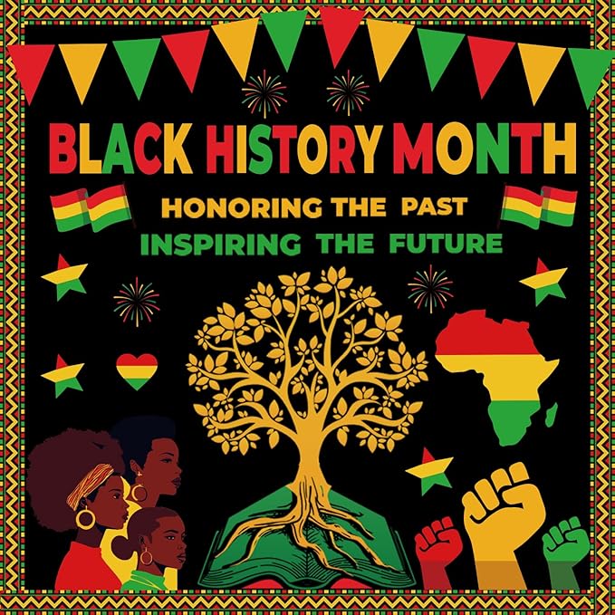 Black History Month Bulletin Board Decorations Set, Black History Month Inspirational Borders Cutouts for Classroom Home Chalkboard Wall Door Decor African American National Holiday Party Supplies