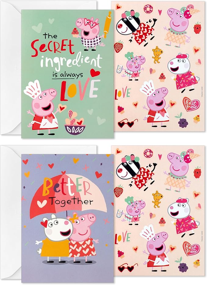 Hallmark Peppa Pig Valentines Day Cards and Stickers for Kids School (24 Classroom Valentines with Envelopes)