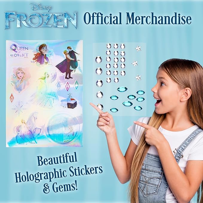 Disney Stitch Notebook Stationery Set Kids Diary DIY Journal Kit and Craft Supplies (Purple Frozen)