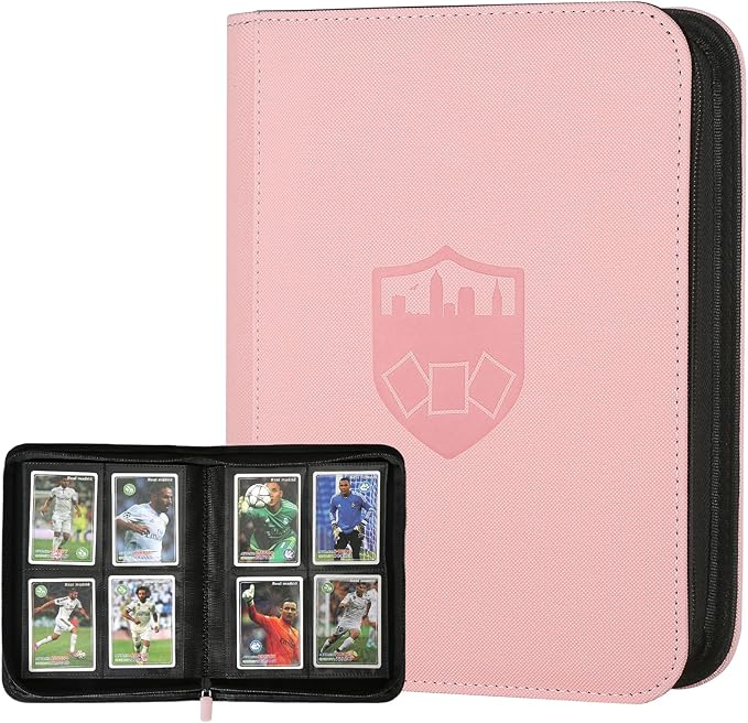 Trading Card Binder 4 Pocket, GERMUN PU Cover Card Binder for 160 Cards, Premium Trading Card Holder Folders, Double Sided Pocket Card Album for MTG, TCG (Pink)