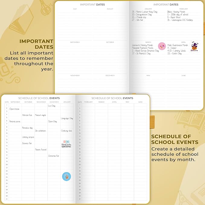 Clever Fox Teacher Planner – School Year Planner with Calendars & Lesson Plans – Teacher Plan Book for Classroom & Homeschool Organization - Undated, 7x10″, Hardcover (Amber Yellow)