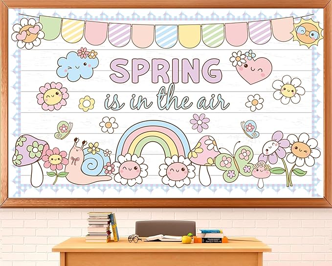 Spring Bulletin Board Set Spring Classroom Decorations is in The Air Flower Cutouts for Classroom School Office Chalkboard Home Wall Window Door Spring Decor Supplies
