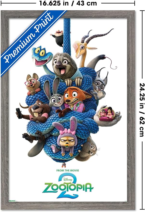 Disney Zootopia 2 (2025) - Group One Sheet Wall Poster, 22.4L" x 14.7W", Barnwood Framed Version