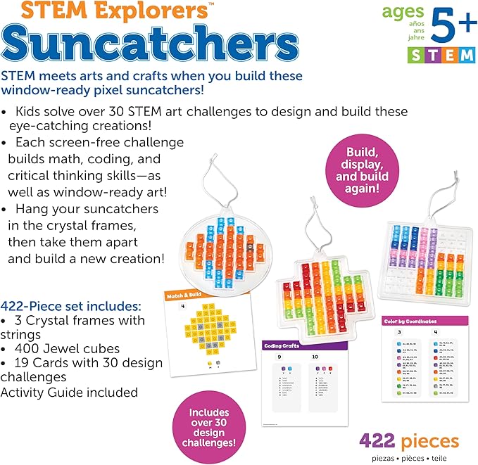 Learning Resources STEM Explorers Suncatchers - 433 Pieces, Ages 5+, Science for Kids, Building Toys, STEM Projects, Classroom Must Haves