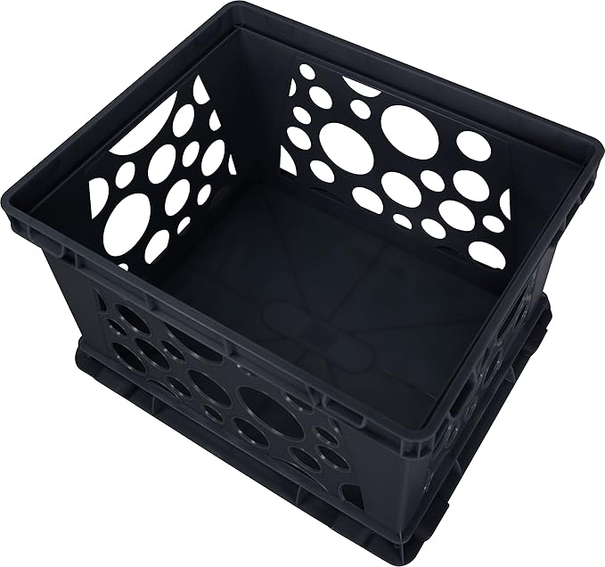 Storex Premium File Crate with Handles – Letter and Legal Document and Folder Storage, Black 3-Pack (61546U03C)