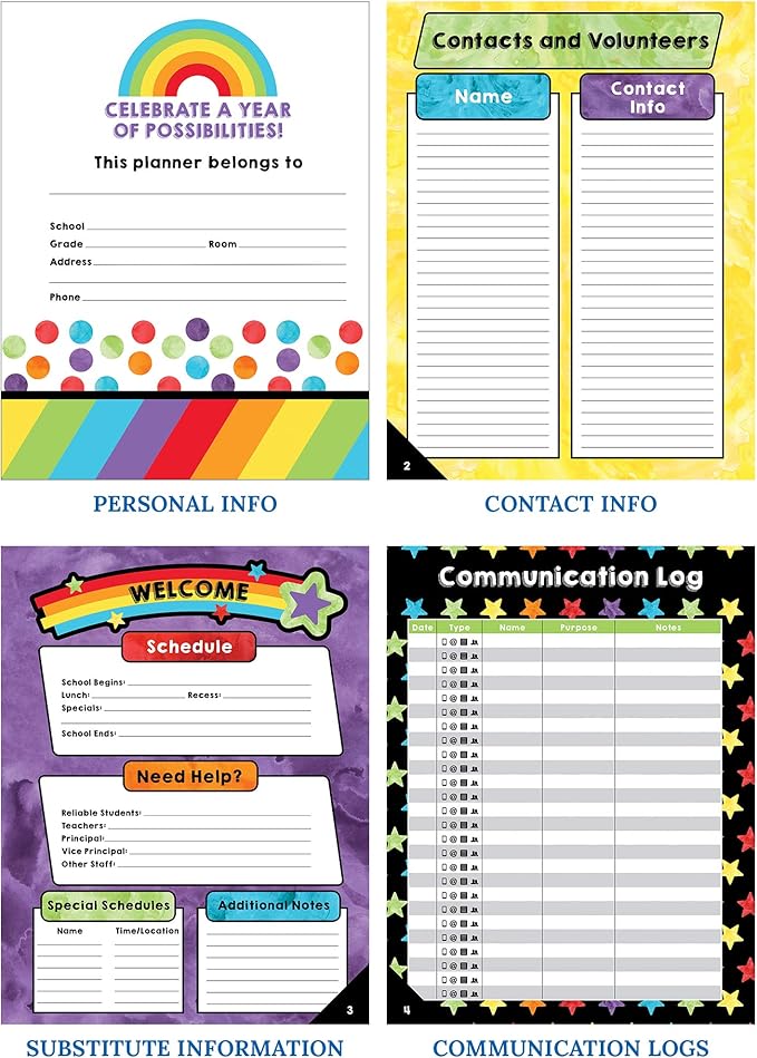 Carson Dellosa Celebrate Learning Teacher Planner 2025-2026, Undated 8" x 11" Lesson Plan Book With Stickers, Class Schedule, and Weekly Calendar School Supplies, Homeschool and Classroom Must Haves