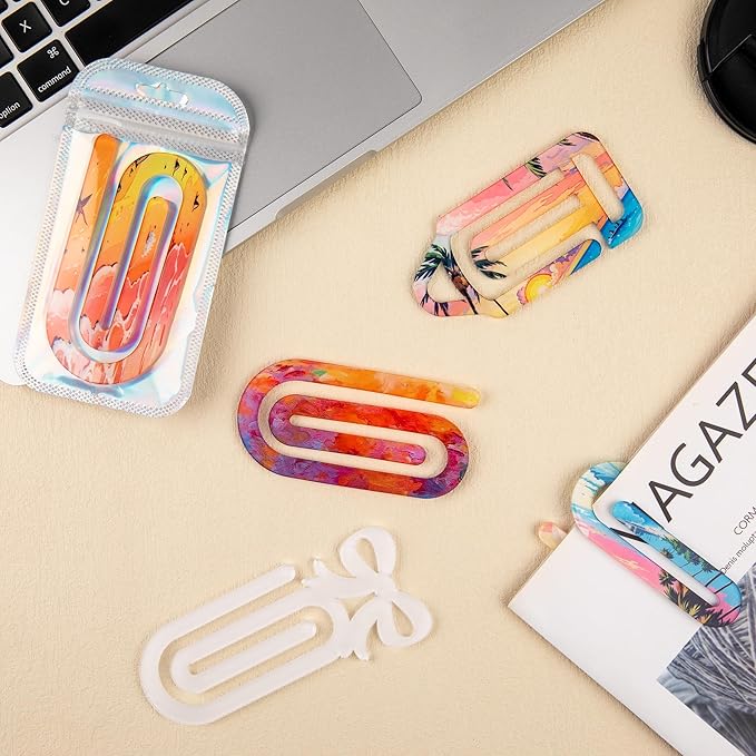 48 Pack Acrylic Sublimation Paper Clips Blanks, 4" X 2" 24Pcs Jumbo Sublimation Paper Clips with 24Pcs Gift Bags Personalized Paperclips Bookmark for DIY Crafts, Home Office School Supplies