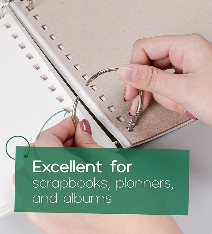 Mr. Pen- Loose Leaf Binder Ring, 100 Pack, 3 Sizes, Loose Leaf Binder Book Rings Bulk, for Books and Index Cards, for School, Home, or Office, Silver