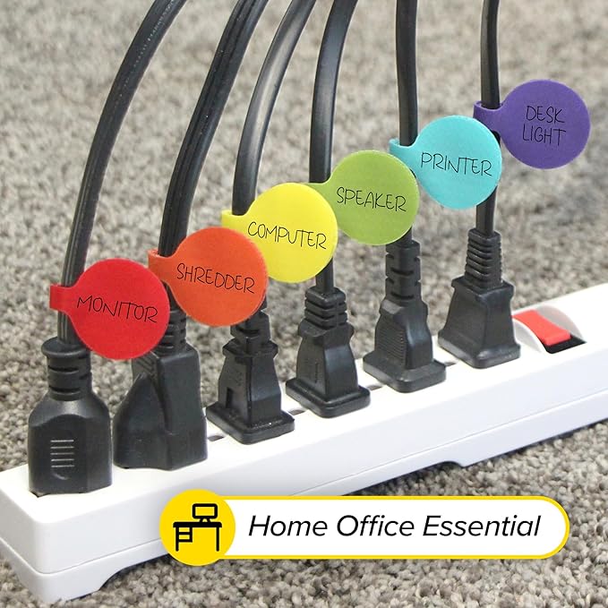 Cable Labels - Wrap-It Storage - Circles, Multi-Color (36-Pack) - Color Coded Labels for Organizing, Wire Tags Write on Surface for Labels for Charging Cords and Electronics