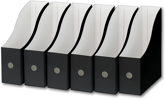 Simple Houseware 6-Pack Magazine File Holder Box, Foldable Cardboard Organizer, Black