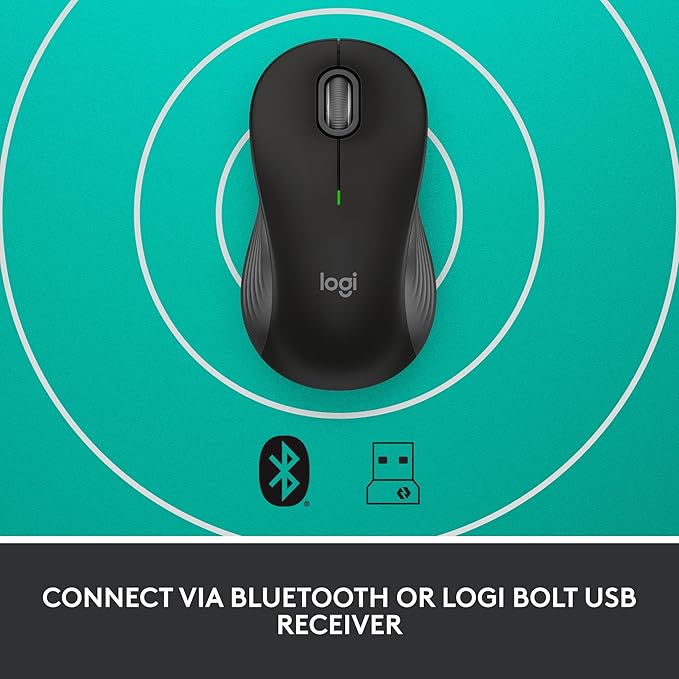 Logitech Signature M550 L Full Size Wireless Mouse - for Large Sized Hands, 2-Year Battery, Silent Clicks, Bluetooth, Multi-Device Compatibility - Black