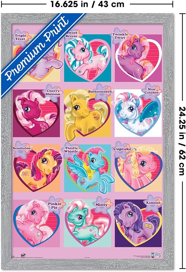 Hasbro My Little Pony - Chart Wall Poster, 22.4L" x 14.7W", Gray Framed Version