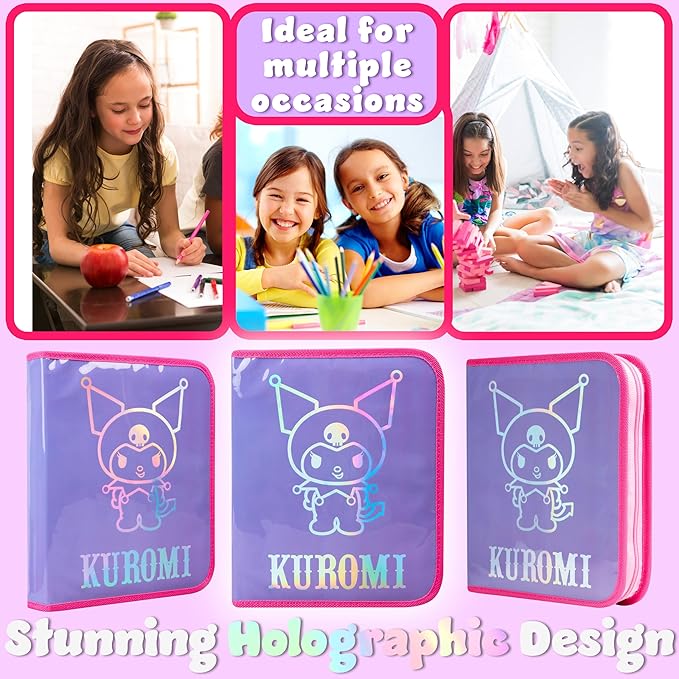 Hello Kitty Sanrio Pencil Case Kids Colored Pencils Markers Kawaii Kuromi Stationery Gifts for Kids (Purple Kuromi)