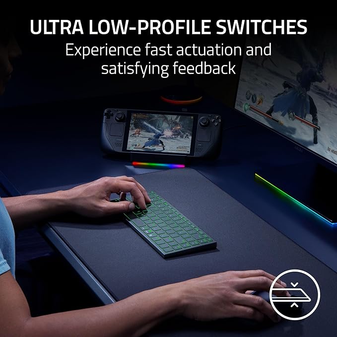 Razer Joro Portable Wireless Gaming Keyboard: Thin, Light, Compact - Chroma RGB - Low Profile Switches - Bluetooth - Long Battery Life - Snap Tap - For PC & Mac Laptops, Steam Deck, Smartphone, Tablet