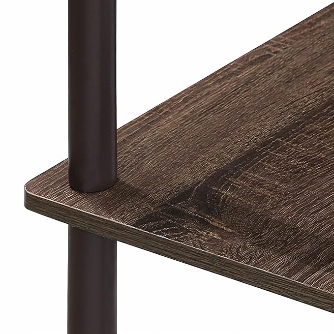 FURINNO 3 shelves, Turn-N-Tube Ladder Space Shelf, Walnut/Brown