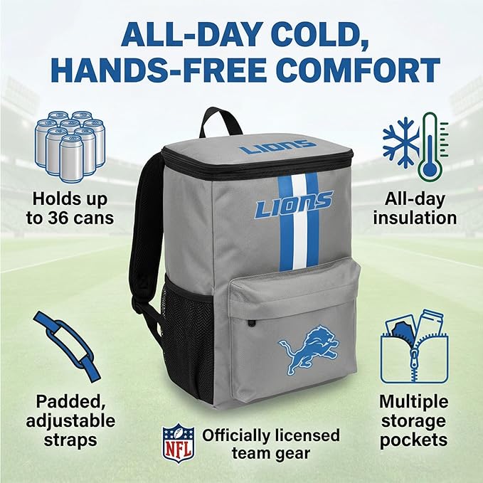 Cooler Backpack – Portable Soft Sided Ice Chest – Insulated Bag Holds 36 Cans - Football Gear – Show Your Team Spirit with Officially Licensed Fan Gear