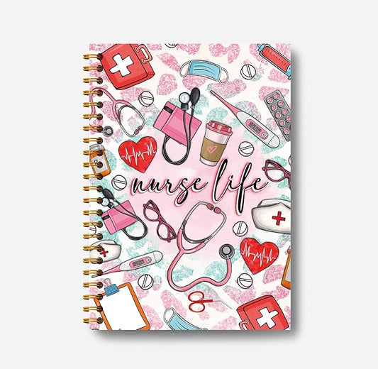 Preppy Pink Nurse Notebook - Nurse Appreciation Gifts, Registered Nurse RN Gifts, School Nurse Gifts, Nurse Practitioner Gifts, Nurse Office Supplies, Nurse Life Spiral Notebook 5.5x8.3