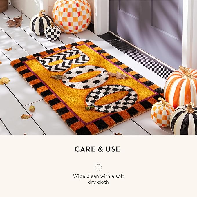 MACKENZIE-CHILDS Mini Pumpkin, Resin Halloween Home Decor, Orange-and-White Orange Check
