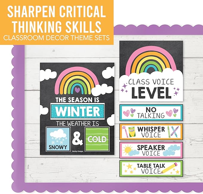 Hadley Designs Classroom Calendar Set Bulletin Board Decorations - School Calendar for Classroom Elementary, Preschool Must Haves, Homeschool & Daycare Essentials, Chalkboard Teacher Calendars