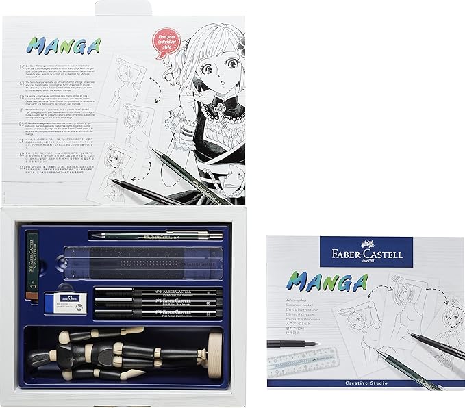 Faber-Castell Creative Studio Manga Starter Set, Multicoloured, For Art, Craft, Drawing, Sketching, Home, School, University, Colouring