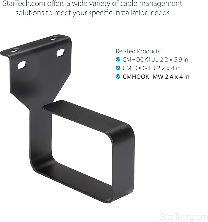 StarTech 1.5U Multi-Directional Vertical 2.4 x 3.9in (6 x 10cm) Server Rack Cable Management D-Ring Hook; Network Rack-Mount Cord Organizer; Cable Manager for 19" and 10" Cabinets