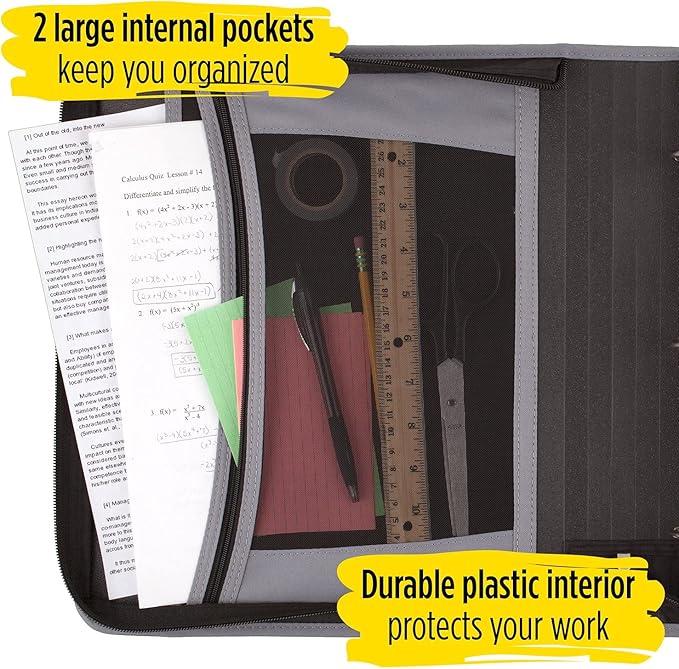 Five Star Zipper Binder, 2 Inch 3 Ring Binder, Xpanz, Gray Lines (29040Hx9)