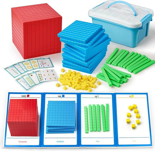 Base Ten Blocks Plastic 143 pcs Math Manipulatives Kindergarten Counting Cubes for Kids Math,Place Value Blocks for Early Counting Math Toy for 1st Grade