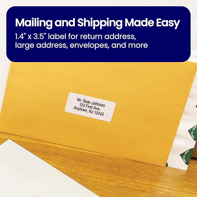 Brother Genuine DK-120824PK Die-Cut Large Address Labels, 1.4" x 3.5", Long Lasting Reliability, Paper Labels, 400 Labels per Roll, 24 Rolls per Box, White
